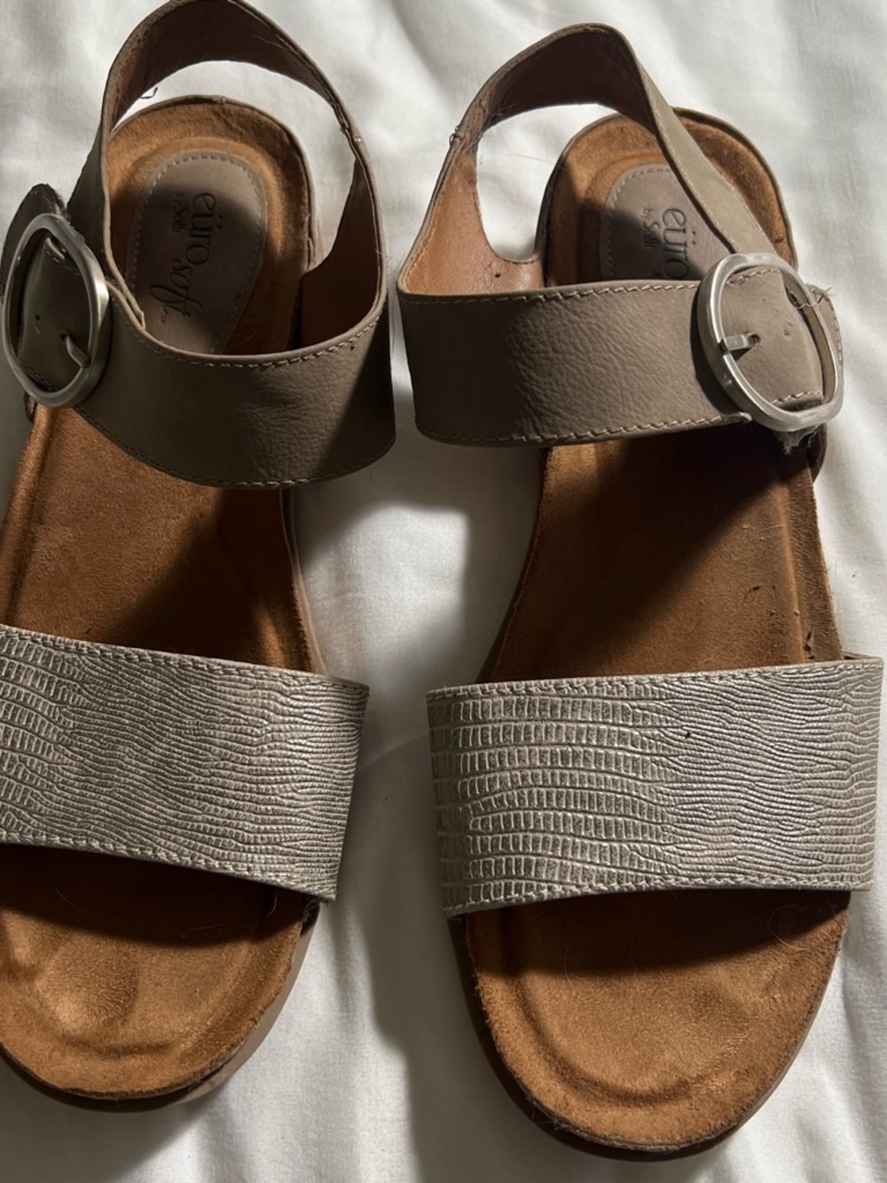 Sofft Women's Neutral Taupe Textured Strap Slingback Sandals